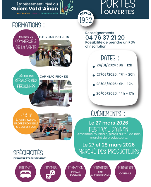 PORTES OUVERTES LYCEES VAL D AINAN 20/05/2026